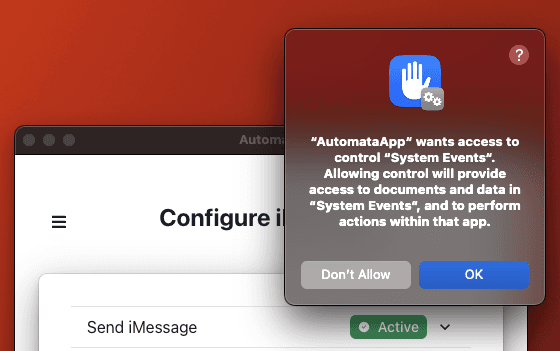 System events permissions