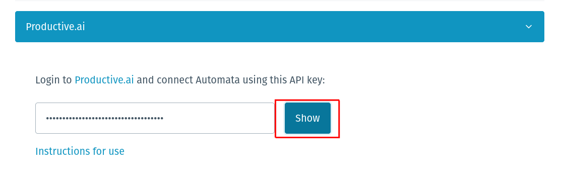 Show API Key