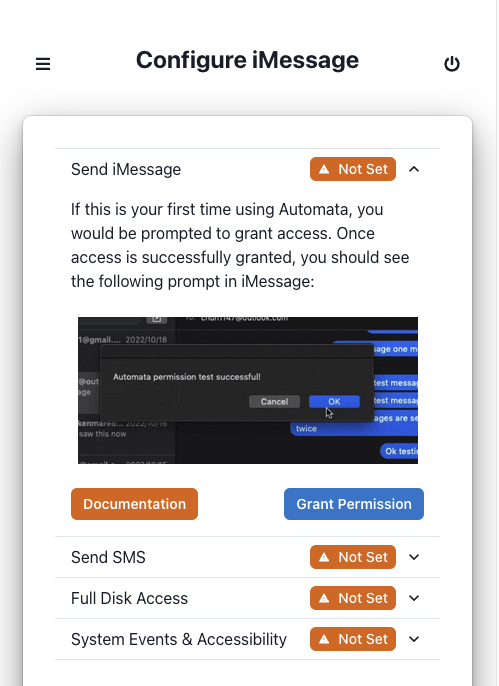 Grant access to Messages