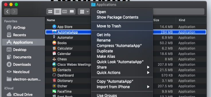 Find Automata in Applications folder